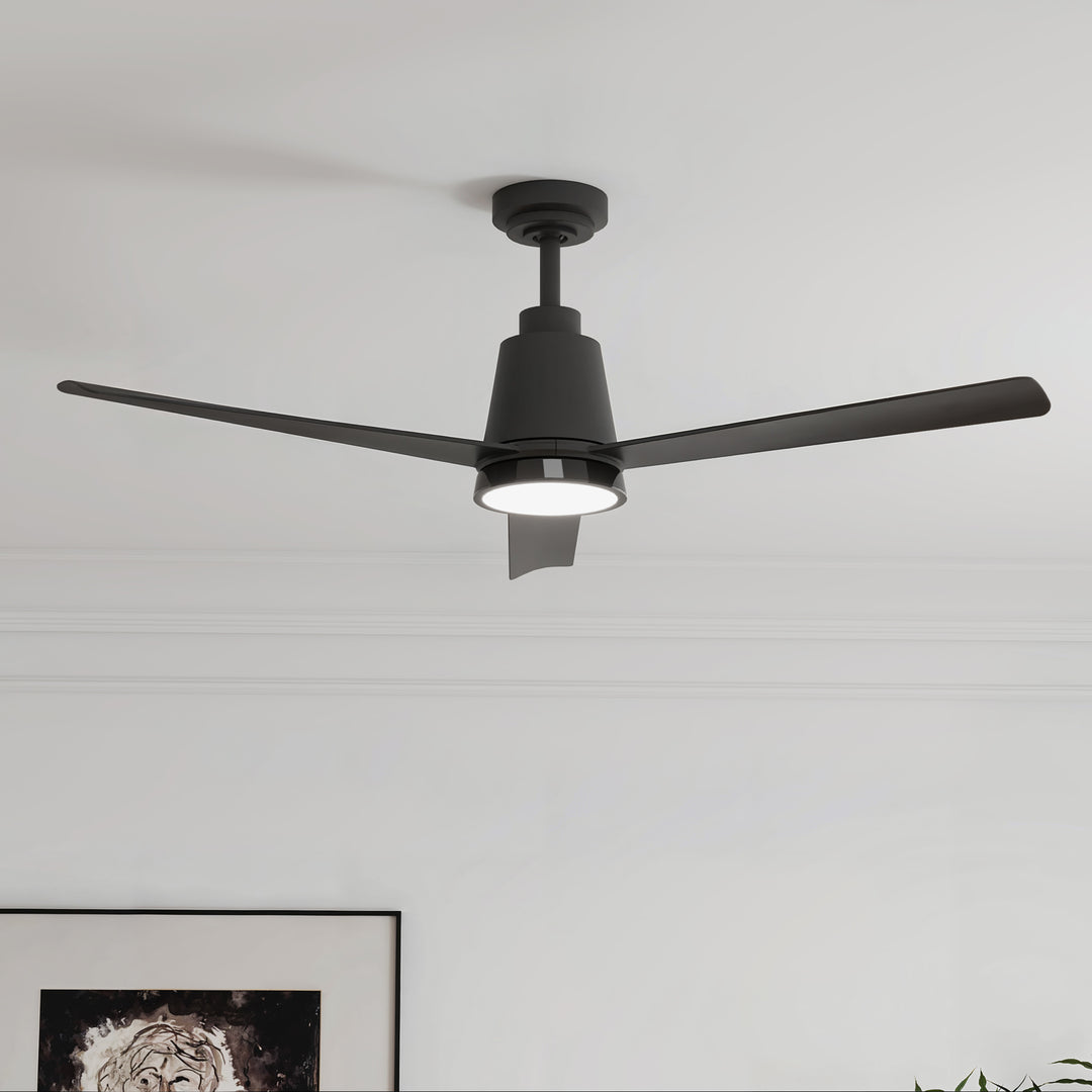 Solo 52 in Covered Outdoor Ceiling Fan with Light in Matte Black — in-room lifestyle view