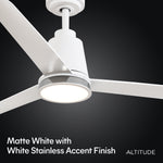 Load image into Gallery viewer, Solo 52 in Covered Outdoor Ceiling Fan with Light in Matte White — finish and material detail
