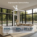 Load image into Gallery viewer, Solo 52 in Covered Outdoor Ceiling Fan with Light in Matte White — airflow and room coverage
