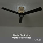 Load image into Gallery viewer, Banyan 52 in Matter Smart Rattan Ceiling Fan with Light in Matte Black / Natural Rattan — finish and material detail
