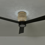 Load image into Gallery viewer, Banyan 52 in Matter Smart Rattan Ceiling Fan with Light in Matte Black / Natural Rattan — in-room lifestyle view
