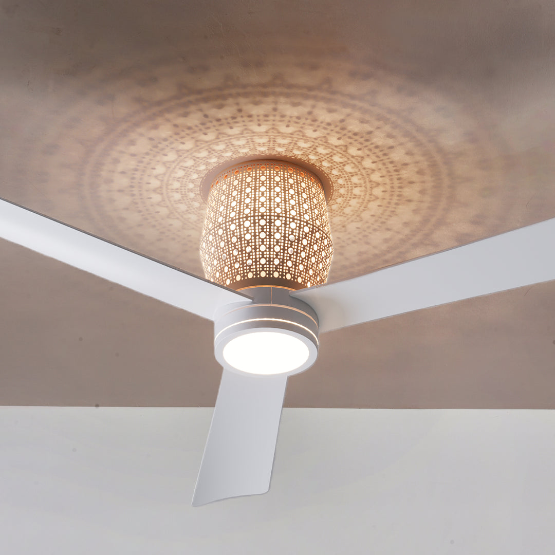 Banyan 52 in Matter Smart Rattan Ceiling Fan with Light in Matte White / Natural Rattan — light hardware detail