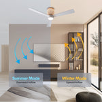 Load image into Gallery viewer, Banyan 52 in Matter Smart Rattan Ceiling Fan with Light in Matte White / Natural Rattan — reversible summer and winter modes
