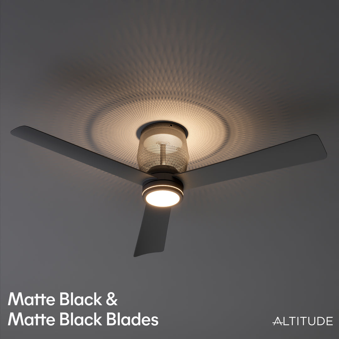 Moxy 52 in Matter Smart Cage Ceiling Fan with Light in Matte Black — finish and material detail