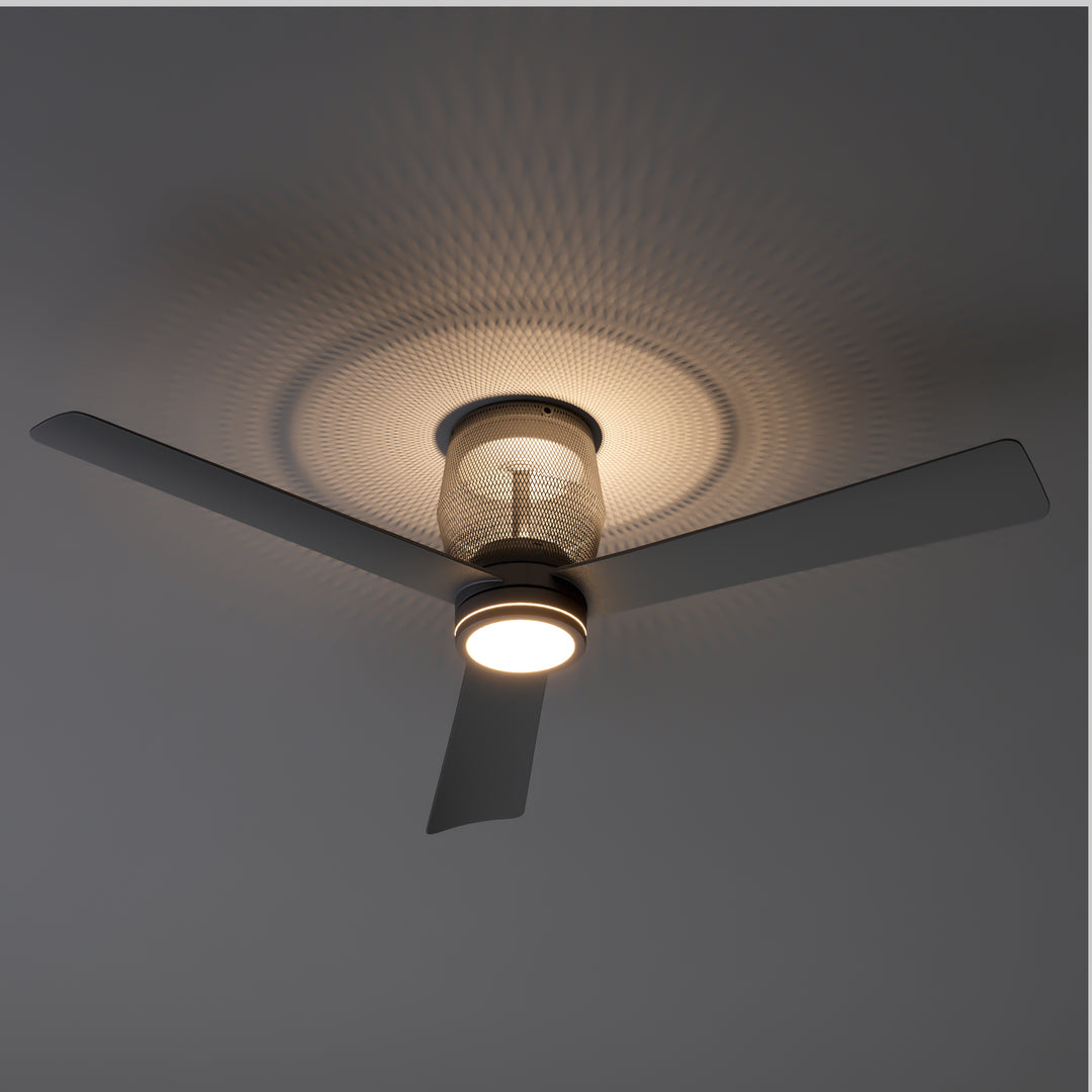 Moxy 52 in Matter Smart Cage Ceiling Fan with Light in Matte Black — in-room lifestyle view