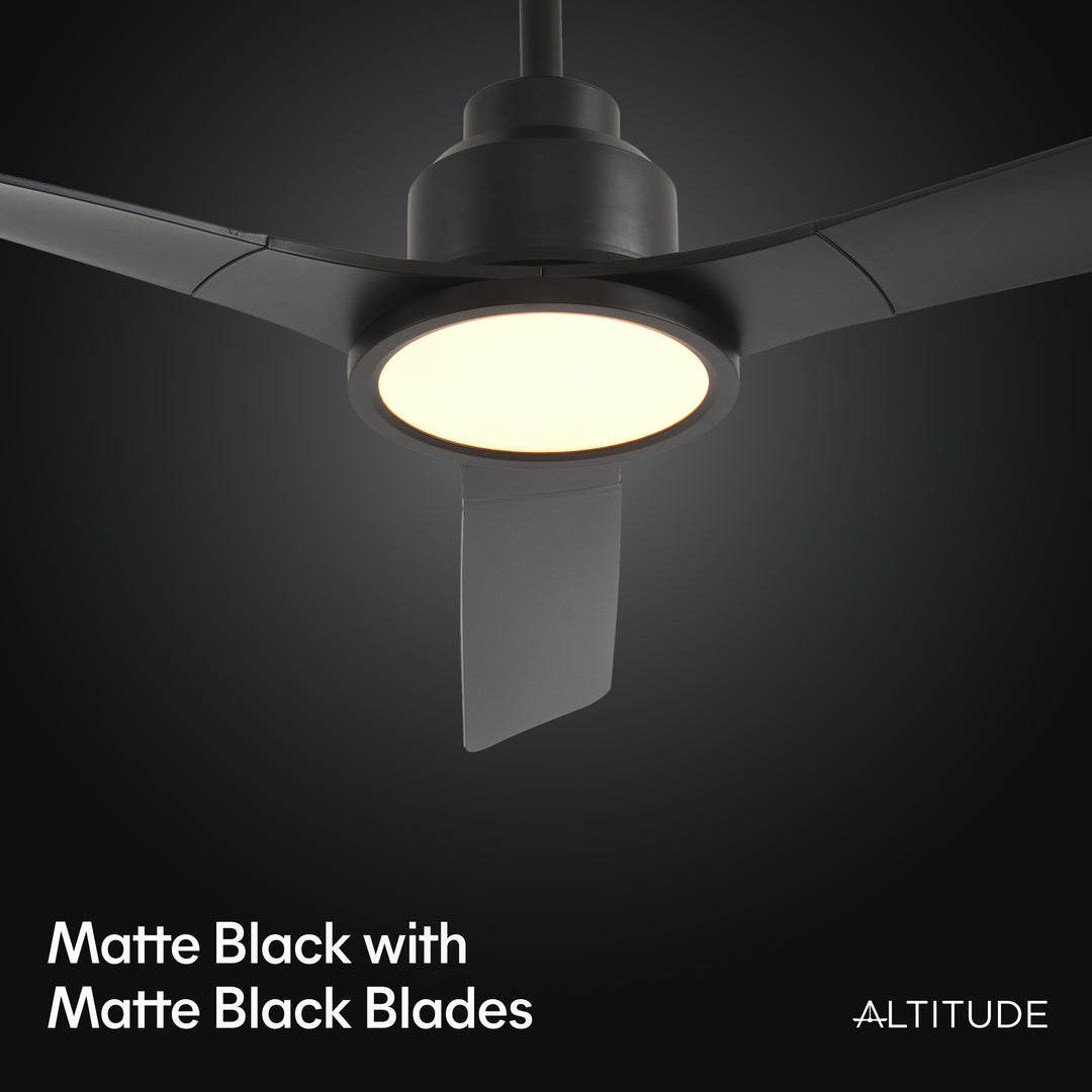 Trinity 52 in Matter Smart Ceiling Fan with Light in Matte Black — finish and material detail