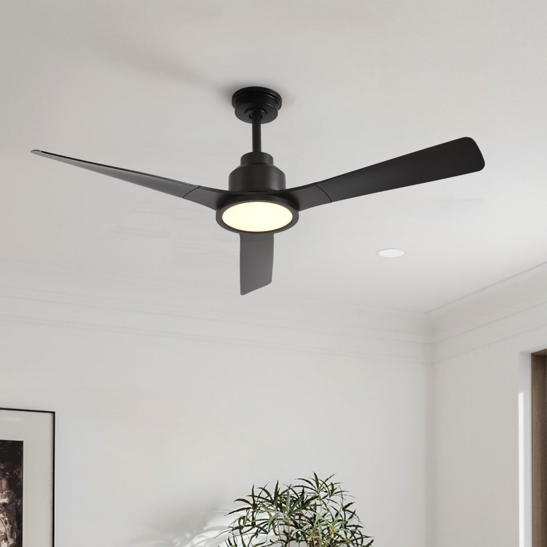 Trinity 52 in Matter Smart Ceiling Fan with Light in Matte Black — in-room lifestyle view