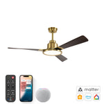 Load image into Gallery viewer, Trinity 52 in Matter Smart Ceiling Fan with Light in Matte Champagne / Dark Bronze — primary product photo
